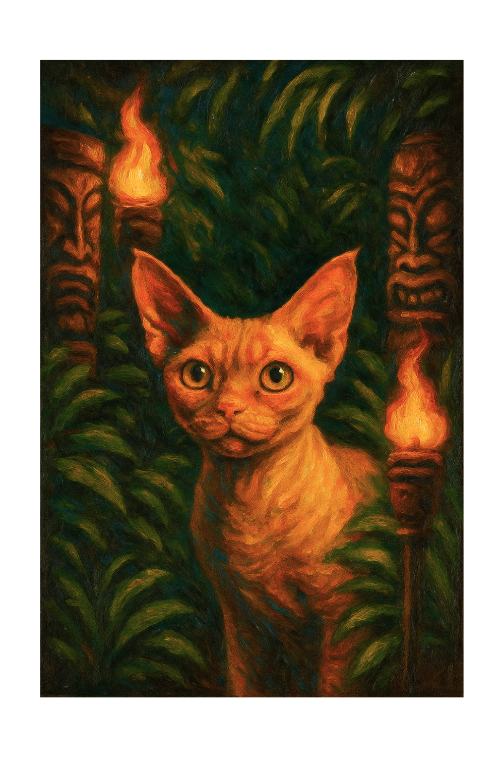 Tiki Torches - Blank Folded Cards