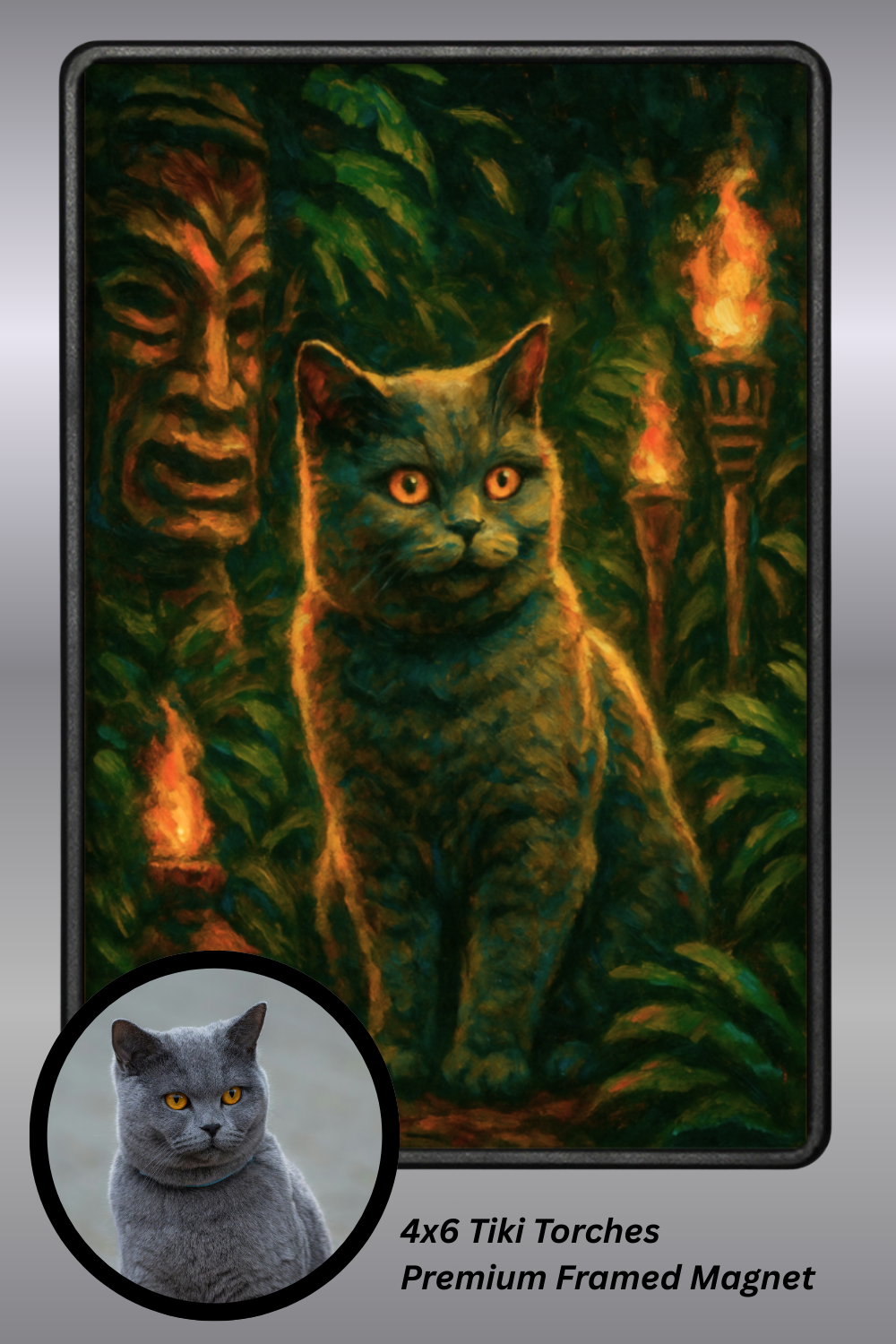 Tiki Torches - Premium Framed Magnet