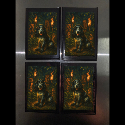 Tiki Torches - Mini Photo Magnets (Set Of Four)