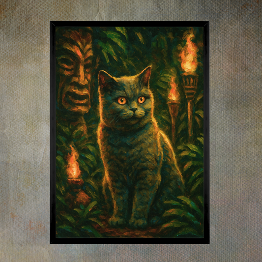 Tiki Torches - Framed Print 12x18in