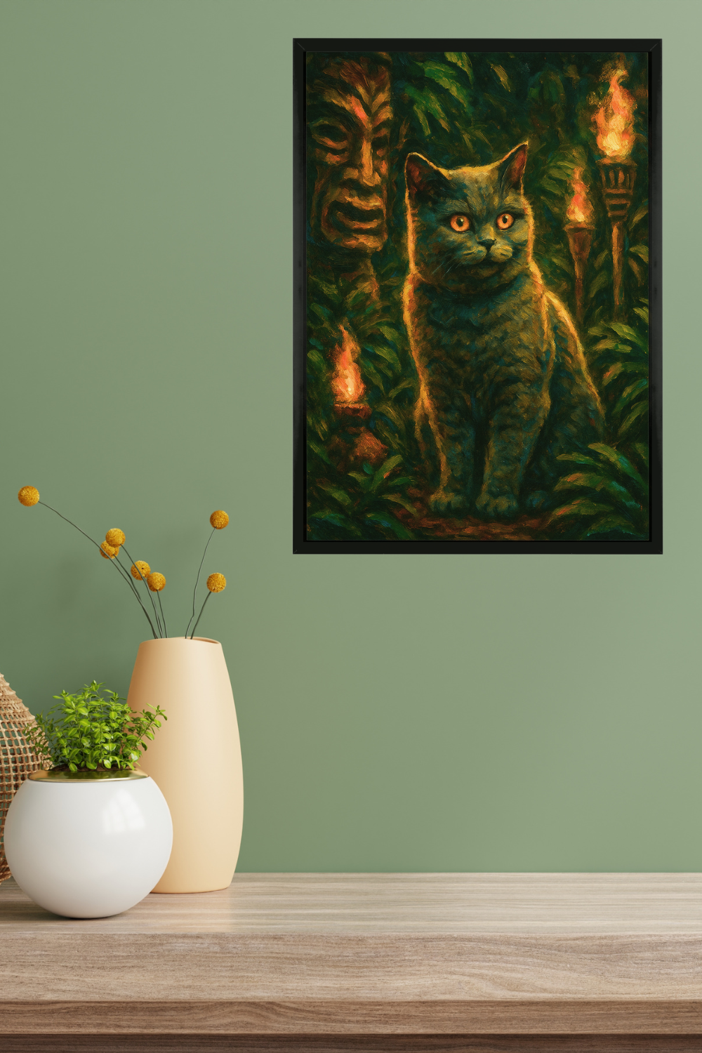 Tiki Torches - Framed Print 12x18in