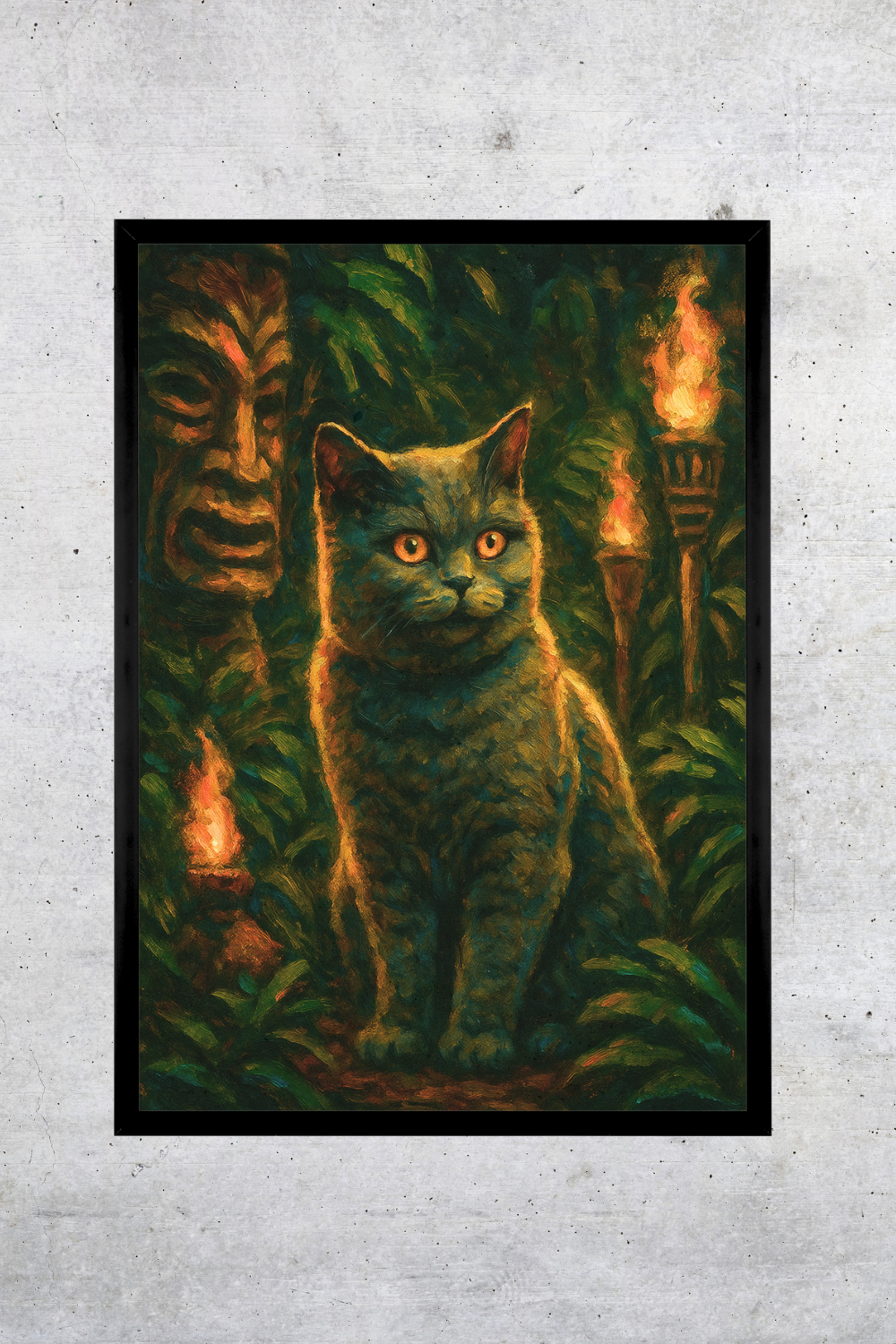 Tiki Torches - Framed Print 12x18in
